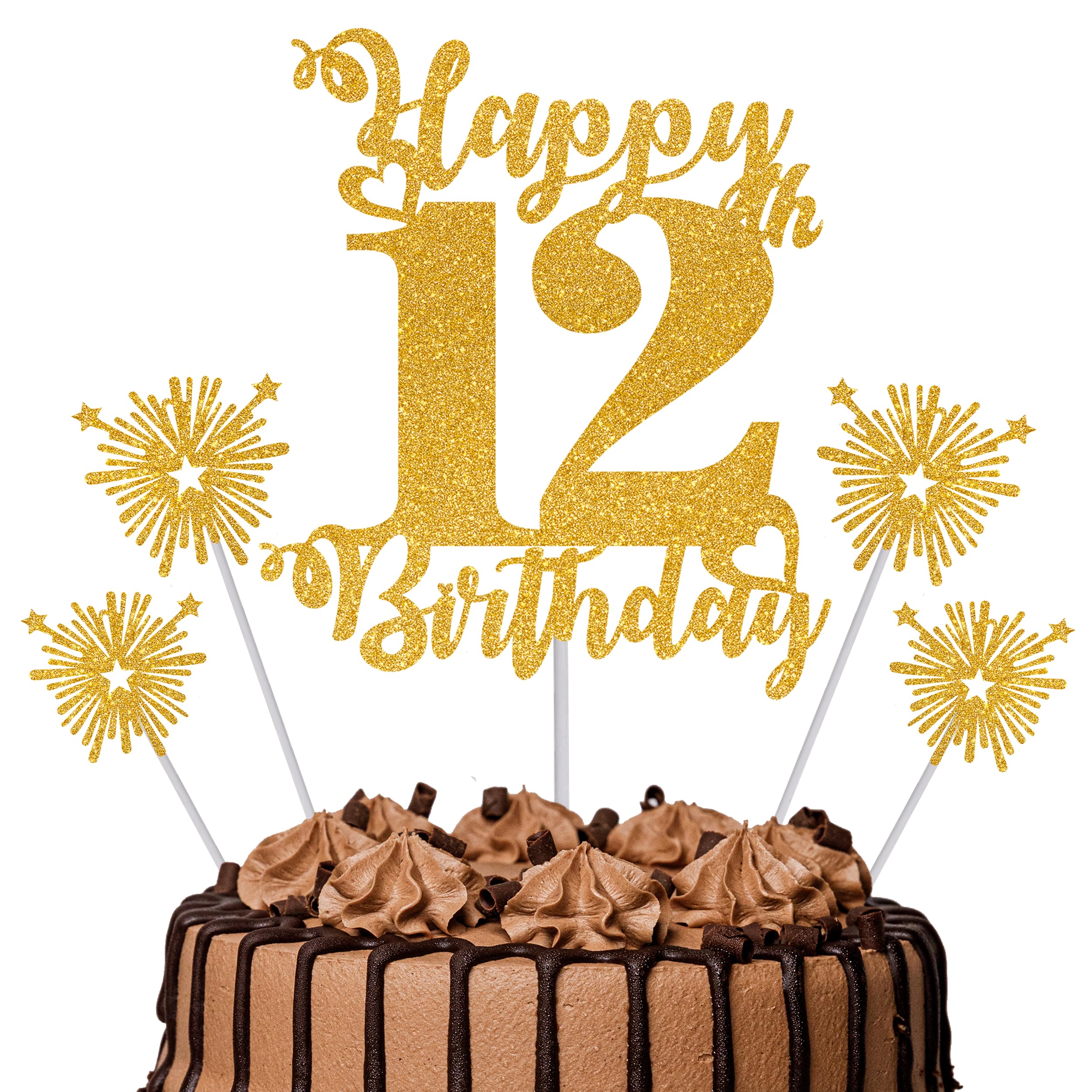 Gold Glitter 96th Birthday Cake Topper Set – 5 Piece Premium Glitter Birthday Decoration & Party Supplies for Men, Women & Kids – 96th Birthday — view 55