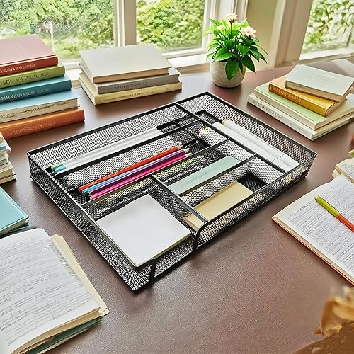 Miniatura 5 de Organizador de cajones de escritorio, bandeja organizadora de cajones de malla metálica para oficina, escuela o hogar, almacenamiento de escritorio,