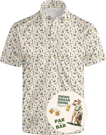 Mens Funny Golf Polo Shirt | Quick-Dry Moisture Wicking Short Sleeve Polo Shirts