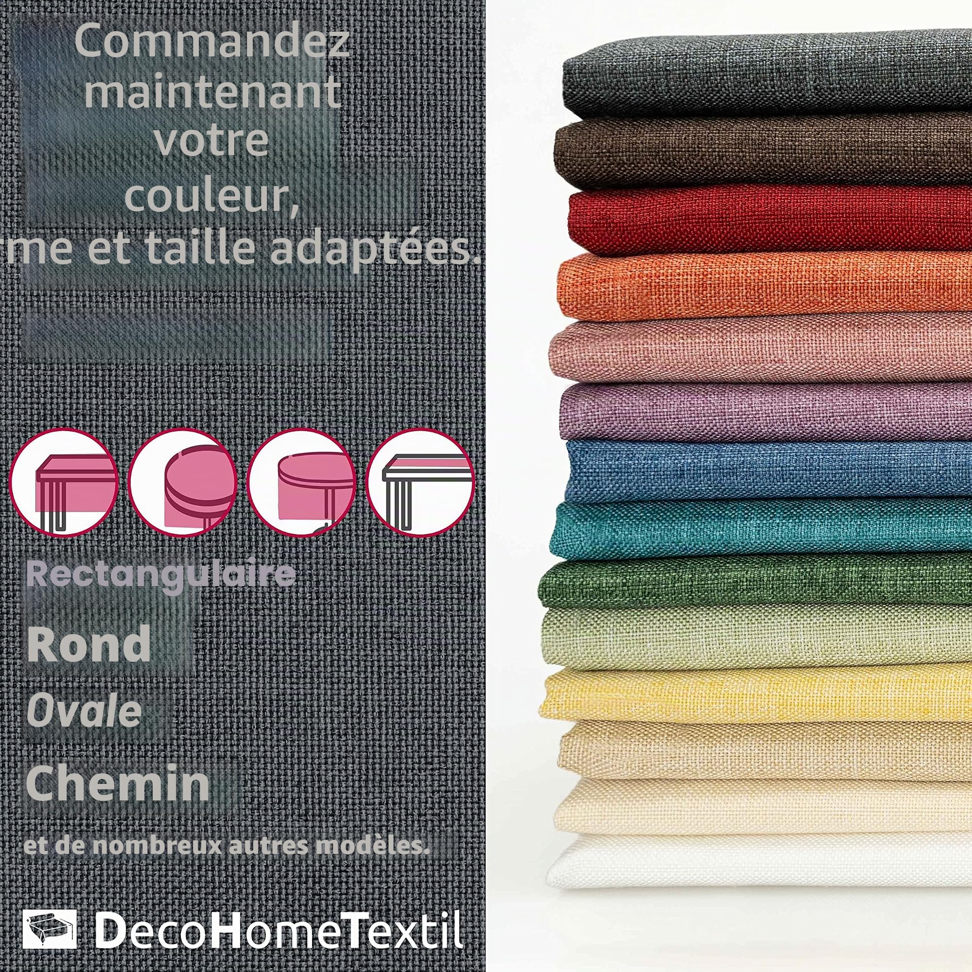 DecoHomeTextil Nappe Aspect Lin, déperlante et antitache, Lavable, Rond 160 cm Vert foncé, avec Effet Lotus, sans Repassage nécessaire