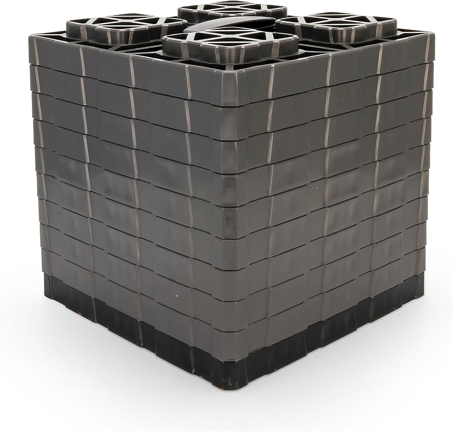 Camco Fasten XL 2x2 Leveling Block - Interlocking Design Allows Stacking to Desired Height - Includes Secure T-Handle Carrying System - Gray - 10 Pack (21026)