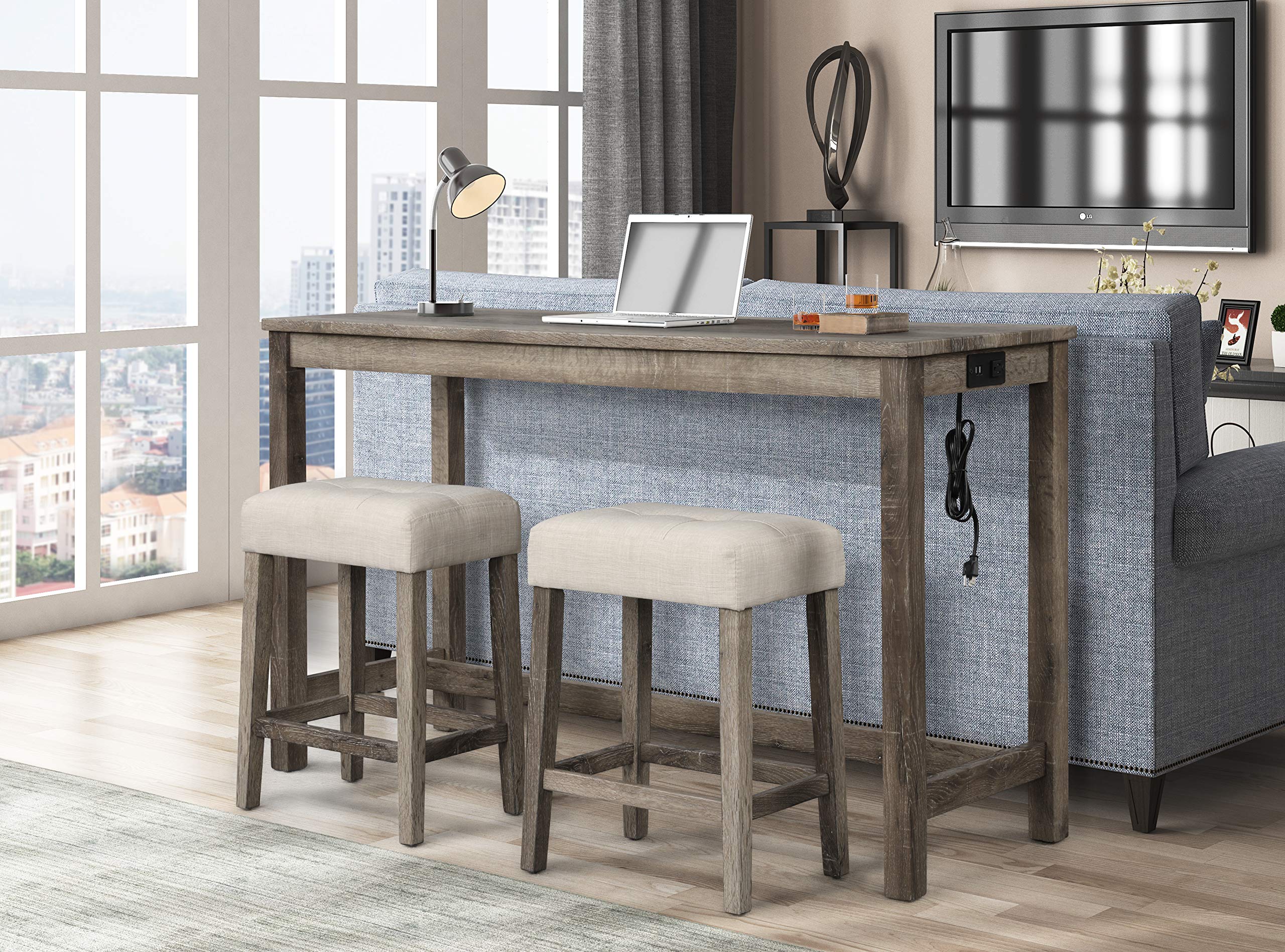 Best Master Furniture Cooper Rectangle Bar Table Only, Antique Oak (TABLE ONLY)