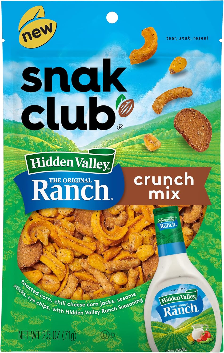 Snak Club Crunch Mix with Hidden Valley Ranch Seasoning, Toasted Corn