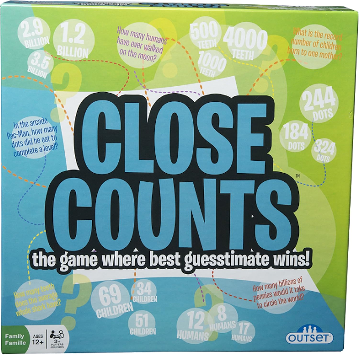 Close Counts Guessing Game - Features 6 Categories with 72 Cards for Each - You Don't Have to be Right, Just Closer than Everyone Else - Ages 12+