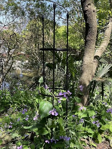 Miniatura 4 de Enrejado negro para plantas enrejado de jardín con rosas adheridas, jaula para plantas trepadoras, soporte de flores trepadoras con revestimiento