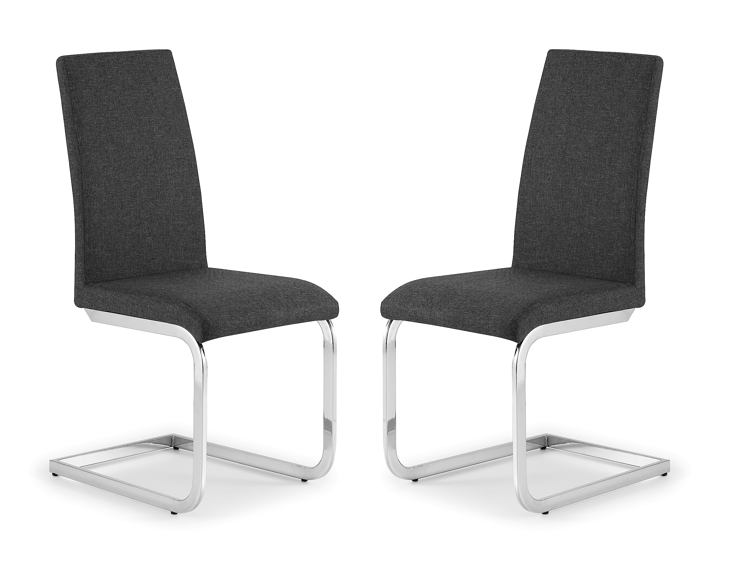 Julian Bowen Roma Cantilever Dining Chairs - Set of 2 - Slate Grey Linen, Chrome Base