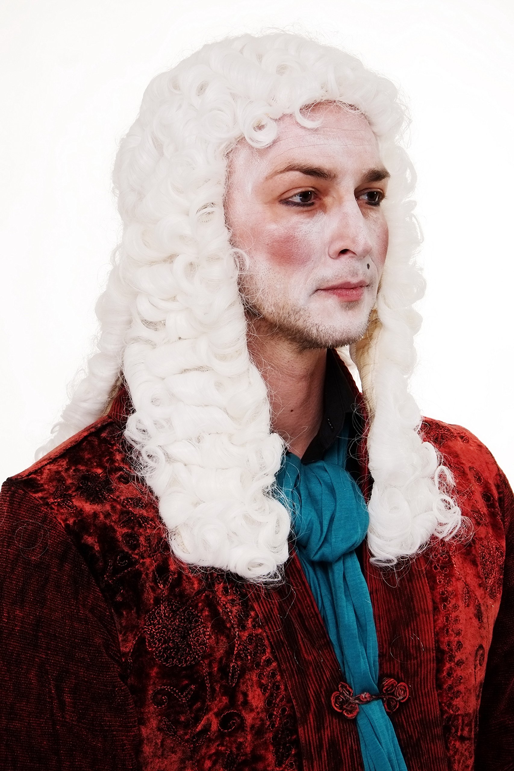 Parrucca Uomo Barocco Bianca - Per Nobiluomo, Cavaliere, Costume - Foto 10