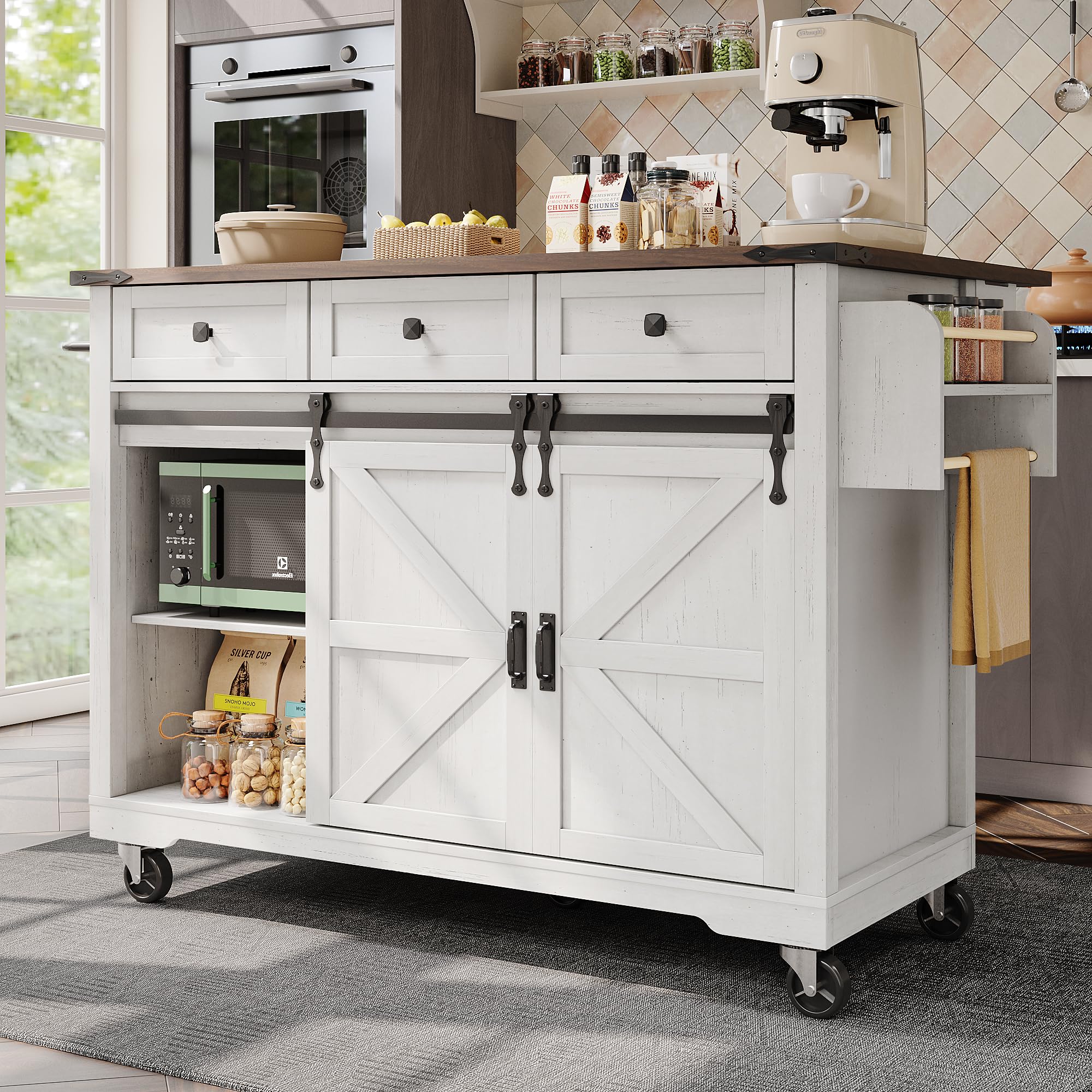 Mobiletto Portastoviglie Da Cucina A 4 Strati Con Cassetti | Scaffale Organizer In Acciaio Al Carbonio | Armadietto Con Vassoio Scolapiatti E Portacoltelli | Bianco - 3