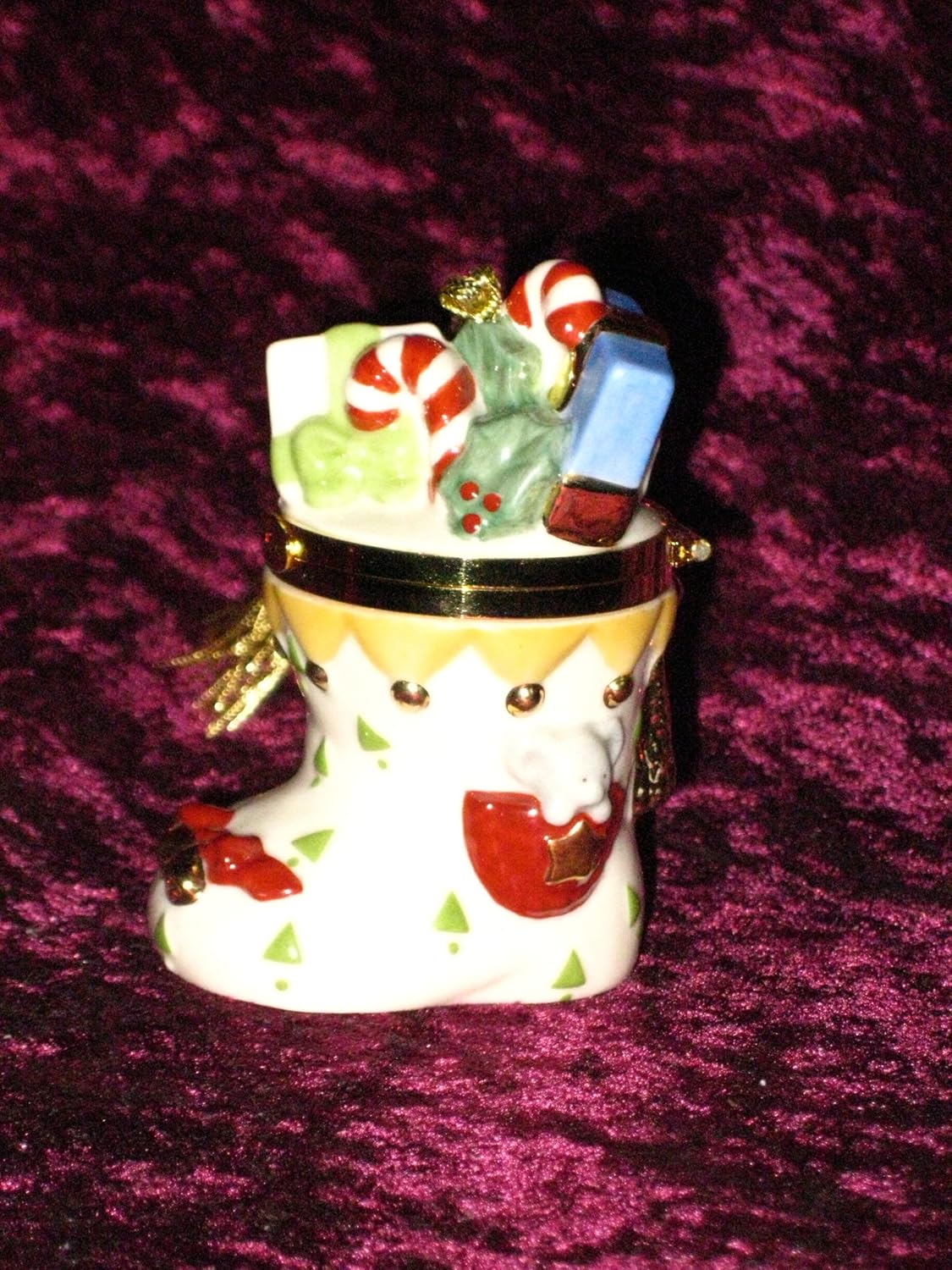 Lenox Christmas Stocking Trinket Box Ornament New in Box