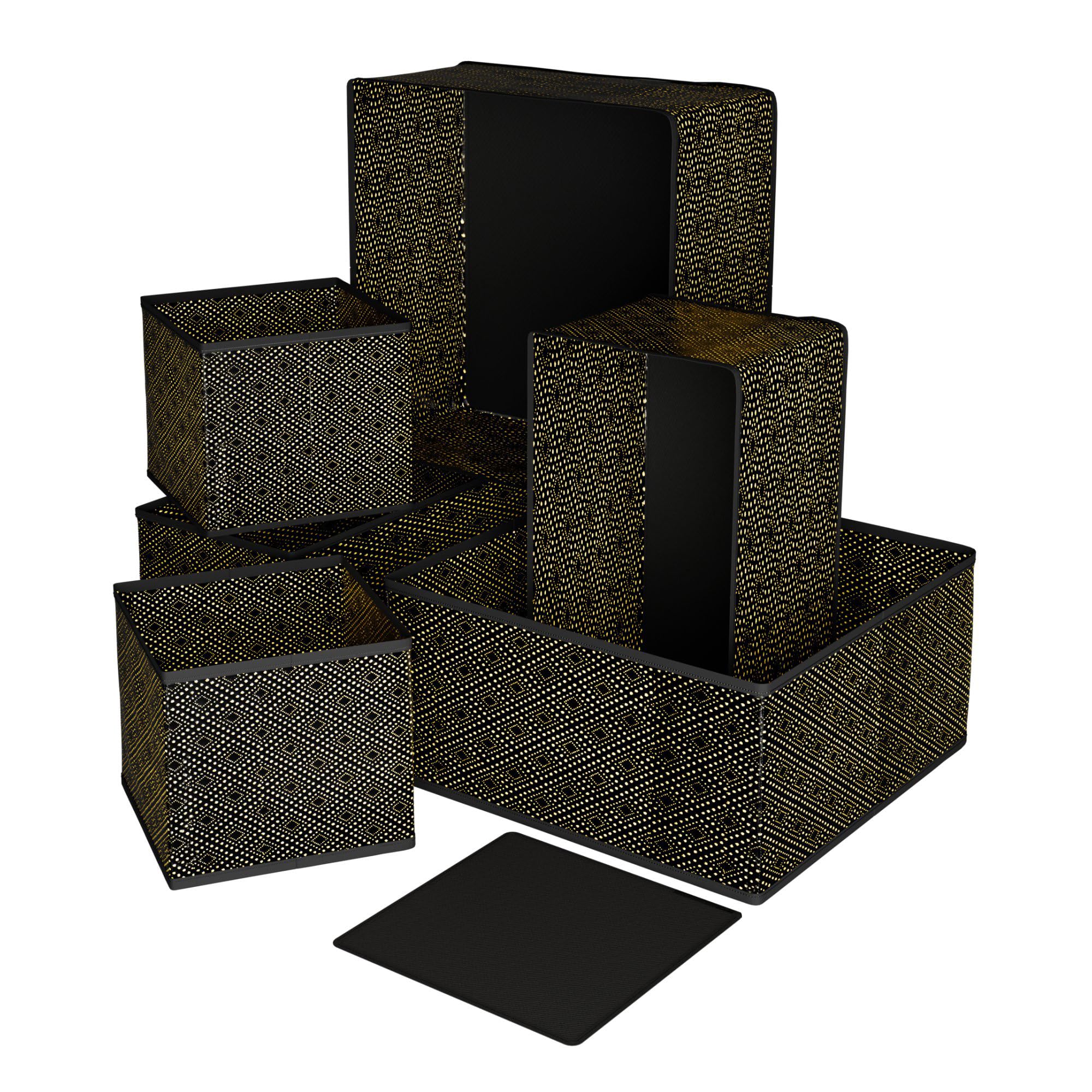 Kuber Industries Fabric 6 Piece Foldable Drawer Organizer|Wardrobe Organizer For Clothes|Storage Box For Socks,Bra,Tie,And Scarfs|Stationary&Cabinet Organizer|Dot-Print|Black,30 x 30 x 14 cm (B0D2N481DS) Amazon Price History, Amazon Price Tracker