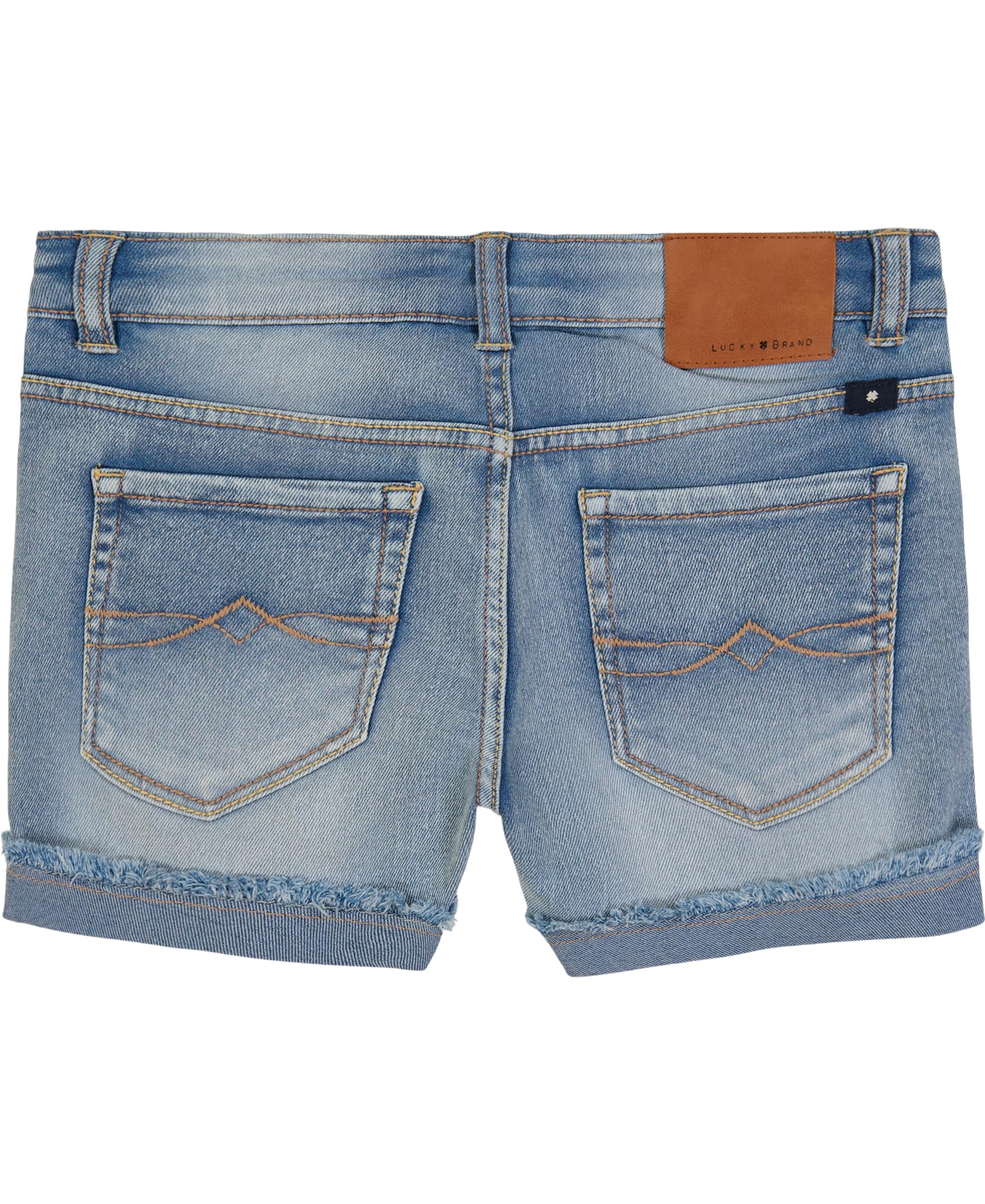 Lucky Brand Girls' 5-Pocket Cuffed Stretch Denim Shorts, Tori Wash 22, 14