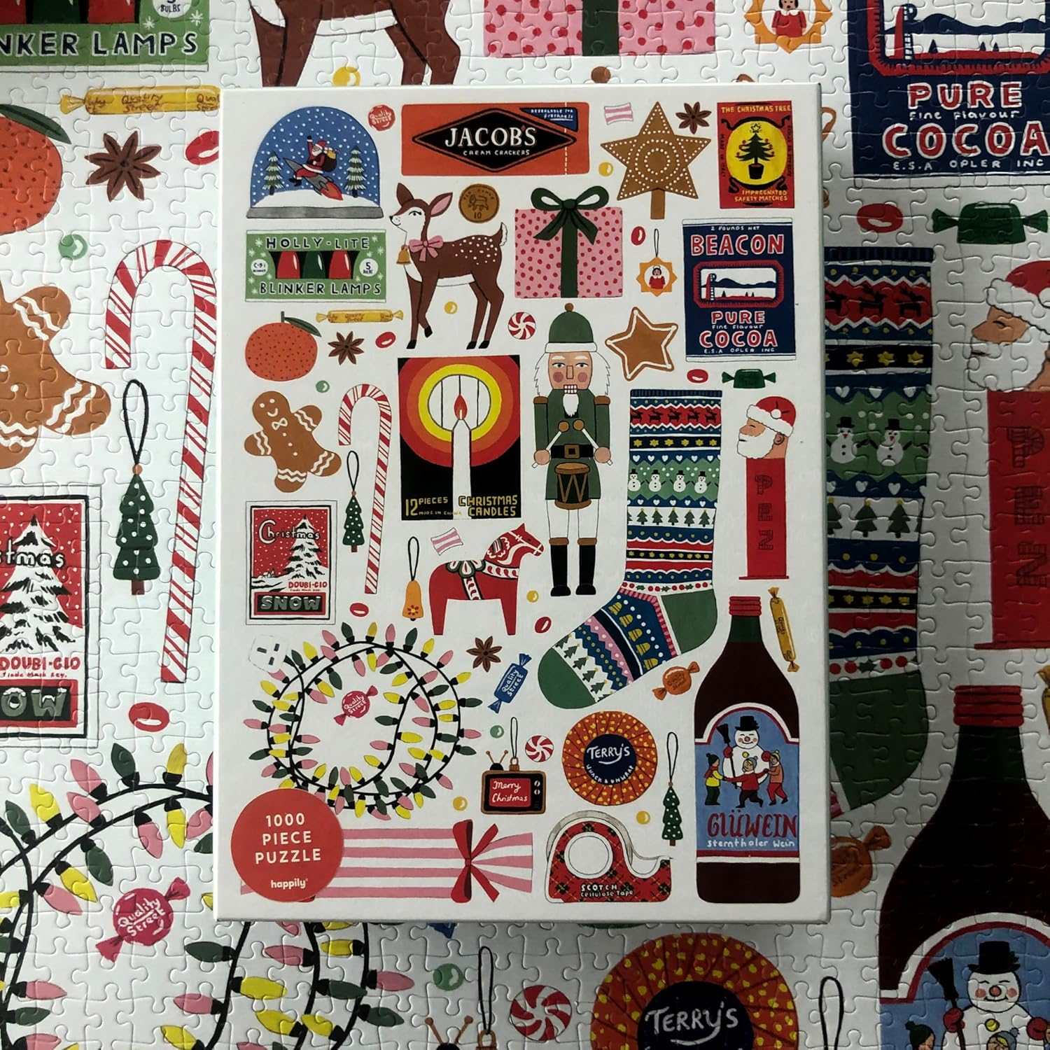 Christmas 1000 Piece Jigsaw Puzzle for Adults | Premium 100% Recycled Board | Festive 1000 Piece Puzzle for Adults | Retro Gifts | Happily Jigsaw Puzzles
