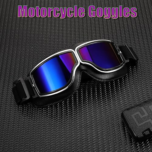 Miniatura 5 de FEISEDY Gafas de motocicleta vintage anti niebla estilo piloto gafas de equitación de cuero seguridad deporte anti-arañazos a prueba de polvo a