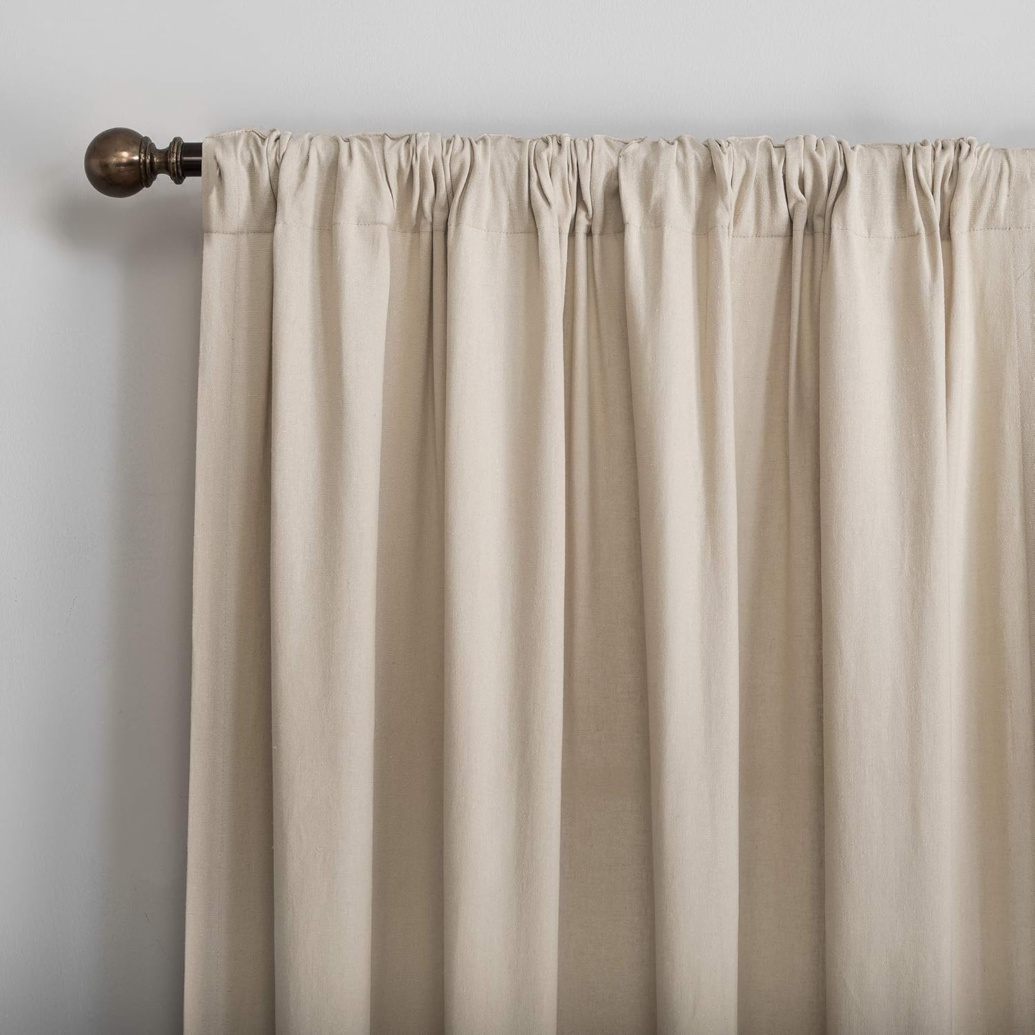 Scott Living Renato Linen Blend Semi-Sheer Back Tab Curtain Panel, 50" x 84", Ecru