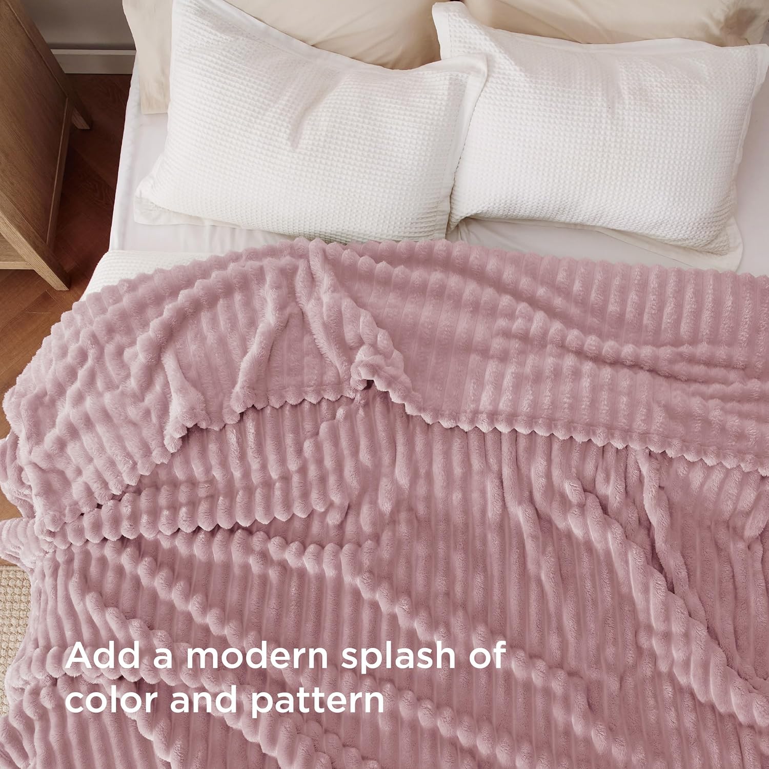 Bedsure GentleSoft Pink Fleece Blanket for Couch - Cozy Soft Blankets for Women, Cute Small Throws for Girls, 108x90 Inches - Image 3