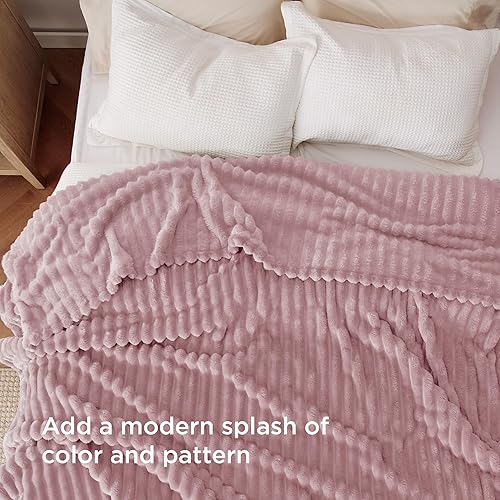 Miniatura 349 de Bedsure - Manta de vellón gris, para sofá, tamaño Queen, mantas súper suaves y acogedoras para mujer, bonita manta pequeña para niñas, 90 x 90