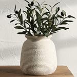 OOIT Ceramic Rustic Farmhouse Vase, 7.48 Inch Pampas Vase Decorative Pottery Flower Vase Boho Vase for Home Decor Shelf Decor Bookshelf Mantle Entryway Living Room Table Decor