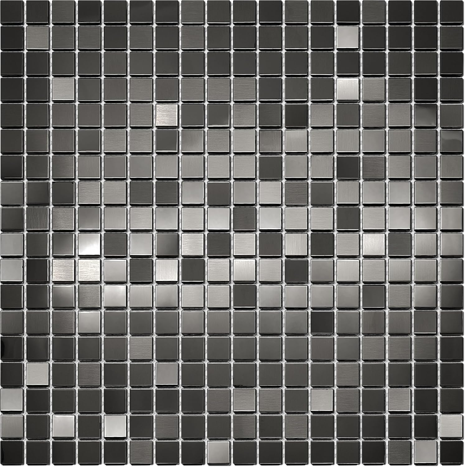 Black Tile Squares 5/8 Inch, Real Metal Black Mosaic Tiles for Kitchen Backsplash, Bathroom Wall, Accent Wall (Case of 5)