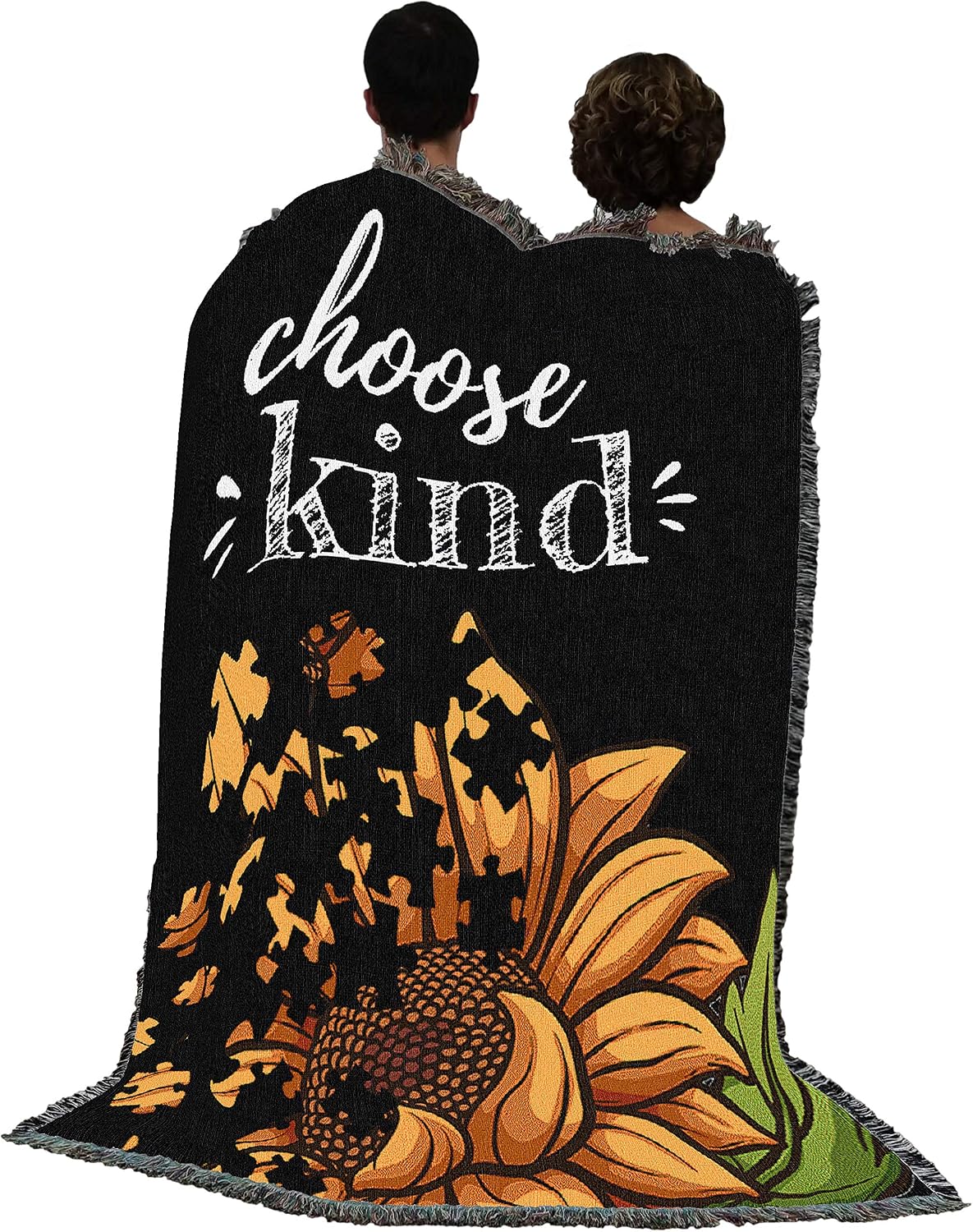 Pure Country Weavers Choose Kind - Autumn Autism Awareness Puzzle Piece Blanket - Gift Tapestry Throw Woven from Cotton - Made in the USA (72x54)