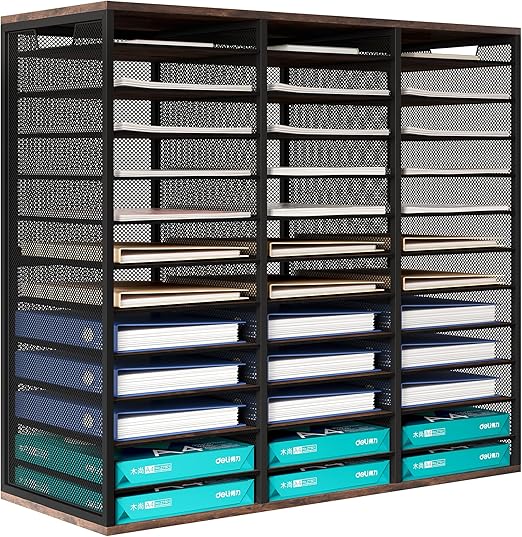 Senhoglb 5-Tier Mail Organizer Wall Mounted, Wooden Wall File Organizer Senhoglb 5-Tier Mail Organizer Wall Mounted, Wooden Wall File Organizer