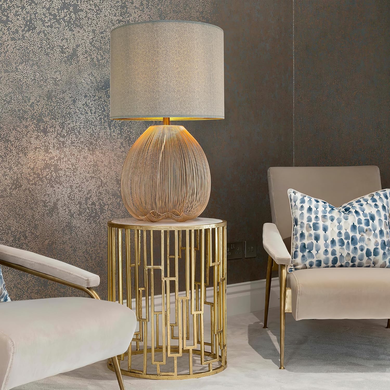 Wellmet Drum Lampshades, Easy Assembly Required Replacement Lamp Shades, Fabric Lampshades for Table Lamps Floor Lamps, Metal Spider Fitter, 13"x13"x10"