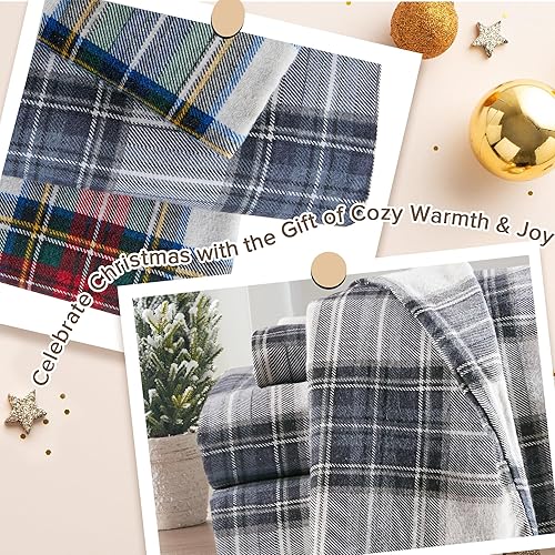 Miniatura 6 de Comfort Spaces Juego de sábanas de franela de algodón tamaño individual, juego de sábanas de franela ultra suaves con bolsillo elástico de 12