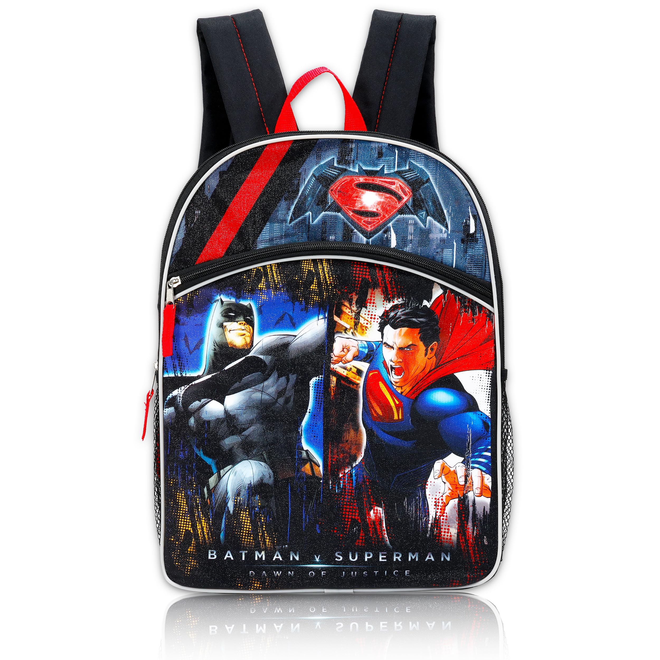Warner Brothers Boys' Batman Vs. Superman Backpack Bundle, GREY/BLACK, 16" X 12" X 5"