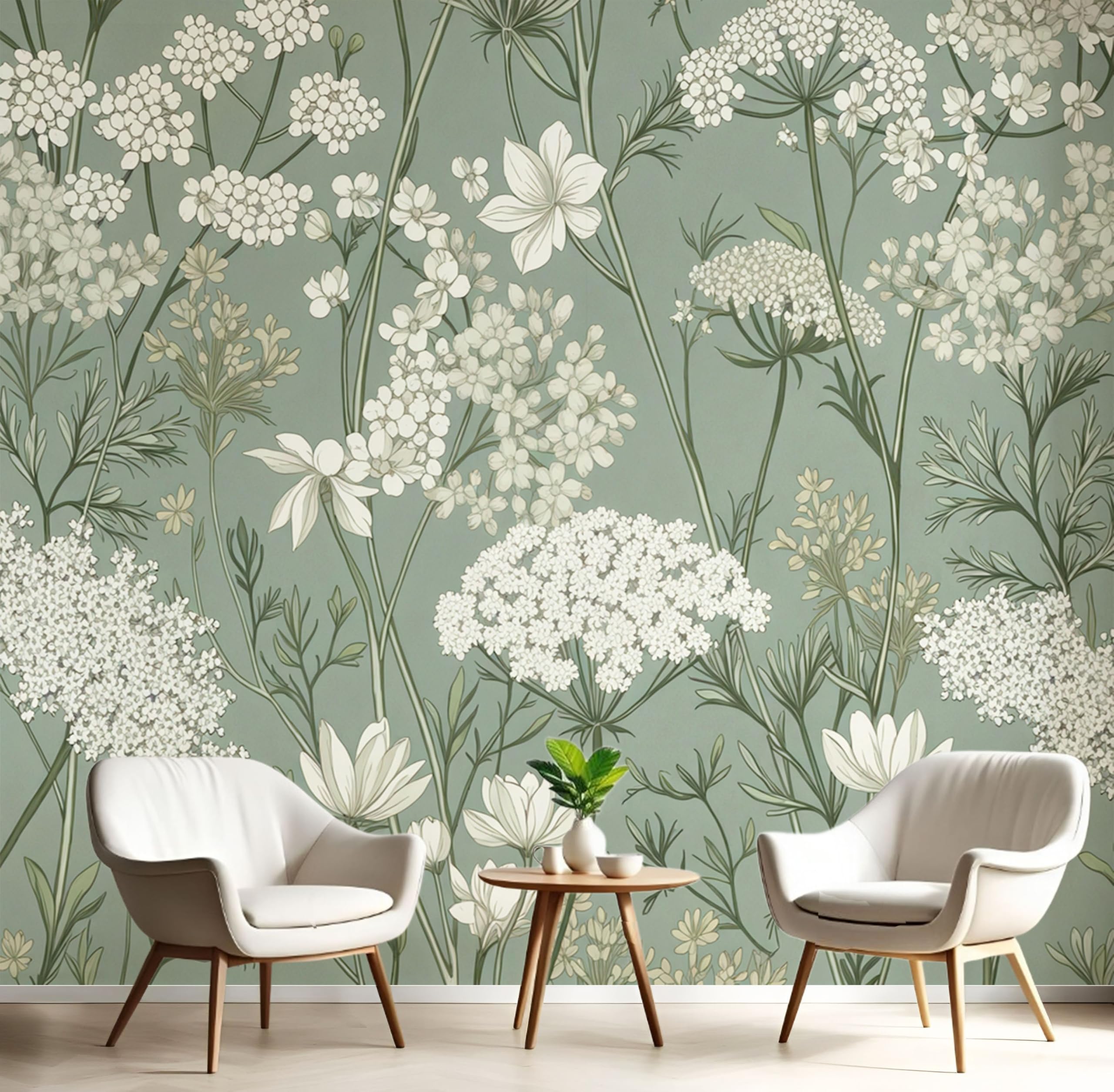 Papel Pintado Decoración de Pared Plantas Medievales 200X140cm Verde 3D