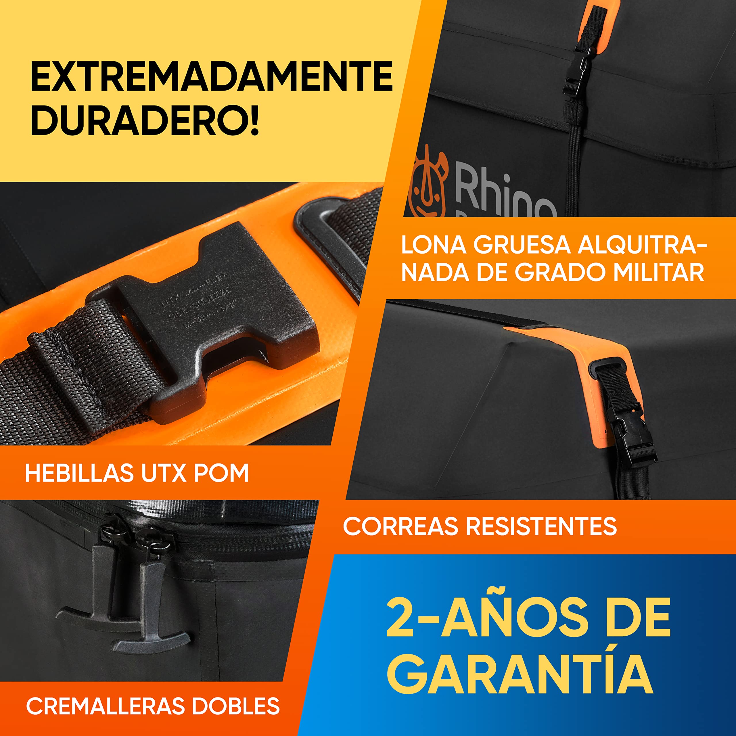 Rhino Bagmate Bolsa De Techo XL 540L (19 Pies Cúbicos). Protección UV 100% Impermeable. Cofre Techo Coche Extremadamente Duradero para Todos Los Coches con Techo