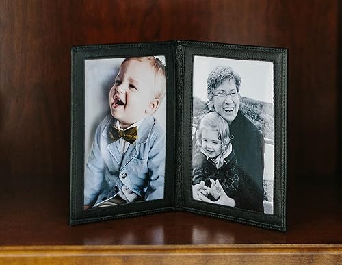 Miniatura 2 de Portarretratos de cuero para retrato doble 4x6 - negro