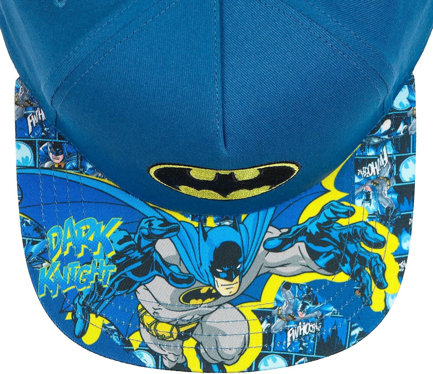 DC Comics Batman Boys' Flat-Brim Hat Sublimated Snapback Adjustable OSFM Kids Baseball Cap Blue