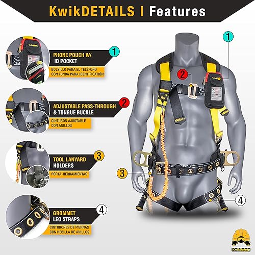 Miniatura 6 de KwikSafety (Charlotte, NC MAMBA 20' (HARNESS COMBO) - Carcasa ligera de carbonato de línea de vida autorretráctil, clase B, Web SRL, ANSI, OSHA,