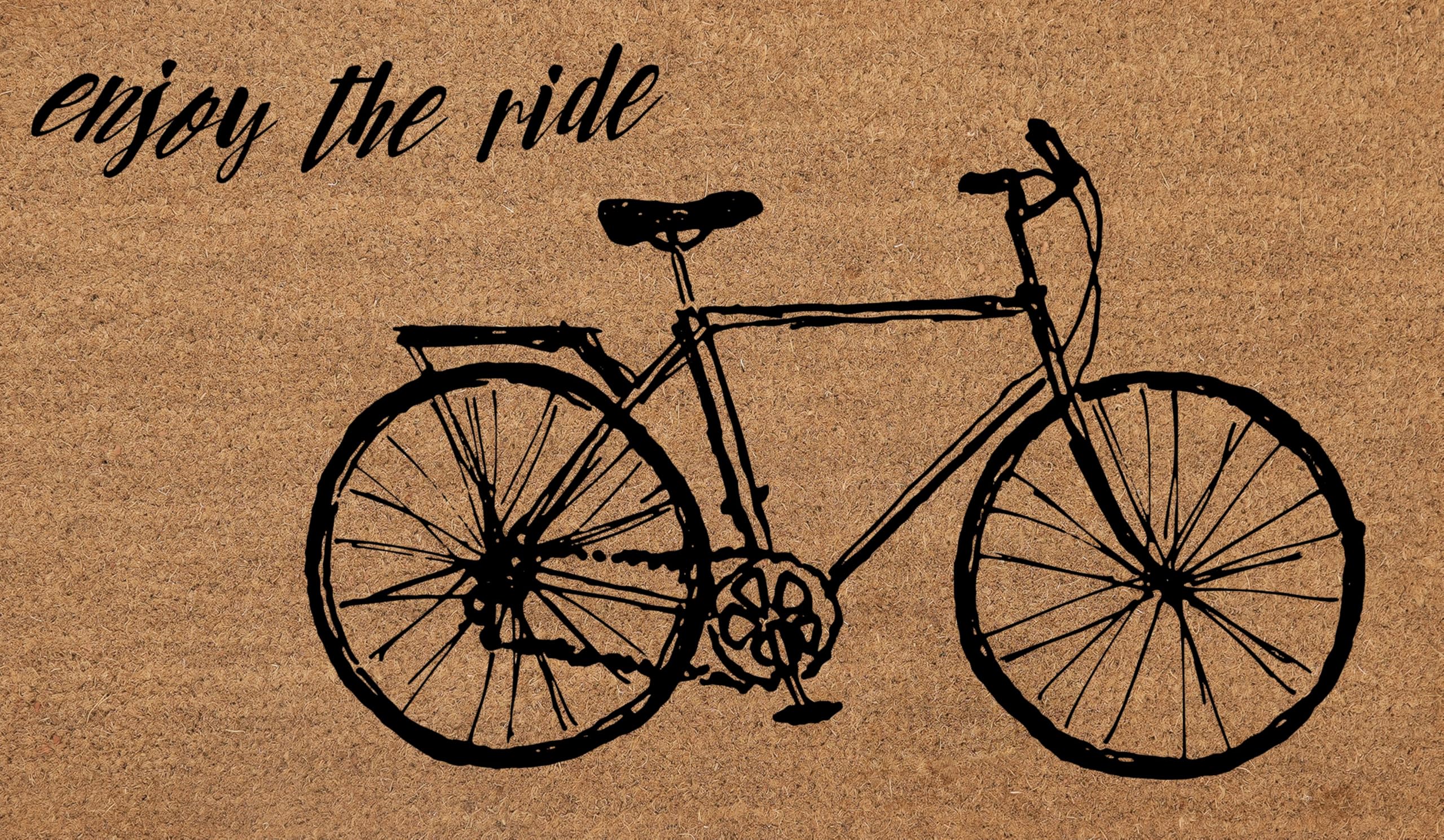 COCONIQ Coir Door Mats 43x76 cm, Non-Slip Sturdy, PVC Backed Heavy Duty, Easy to Clean, Ideal for Door Entrance, Patio, Porch, Backyard, Garages, Enjoy the Ride Vintage Bicycle