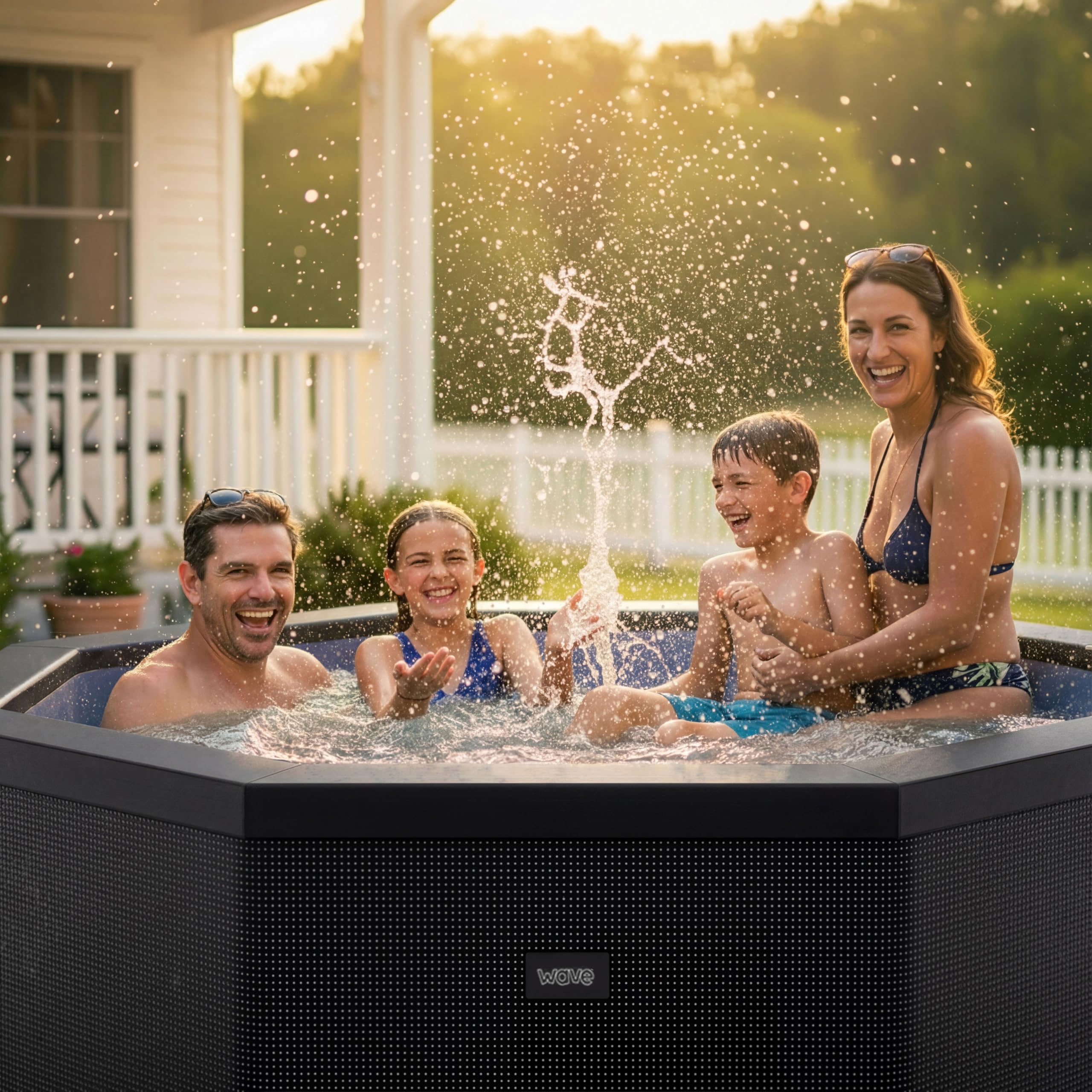 Wave Eco Foam SPA | SPA portátil al Aire Libre con Calentamiento rápido | Material de PVC Duradero | Fácil configuración (como, Guijarro Blanco | 6 Personas)