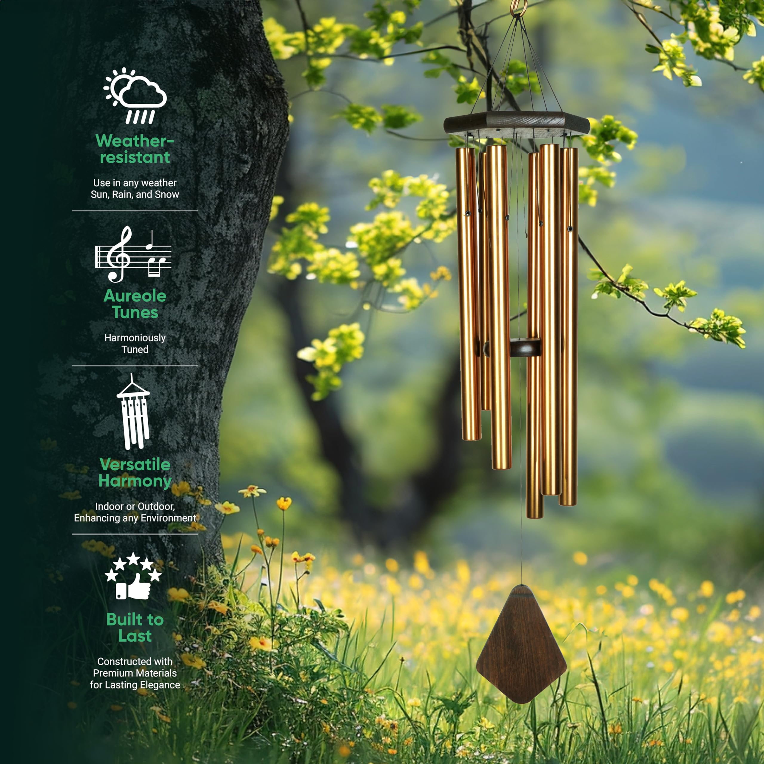 Nature's Melody Premiere Grande Carillon éolien Bronze 61 cm PG24BR