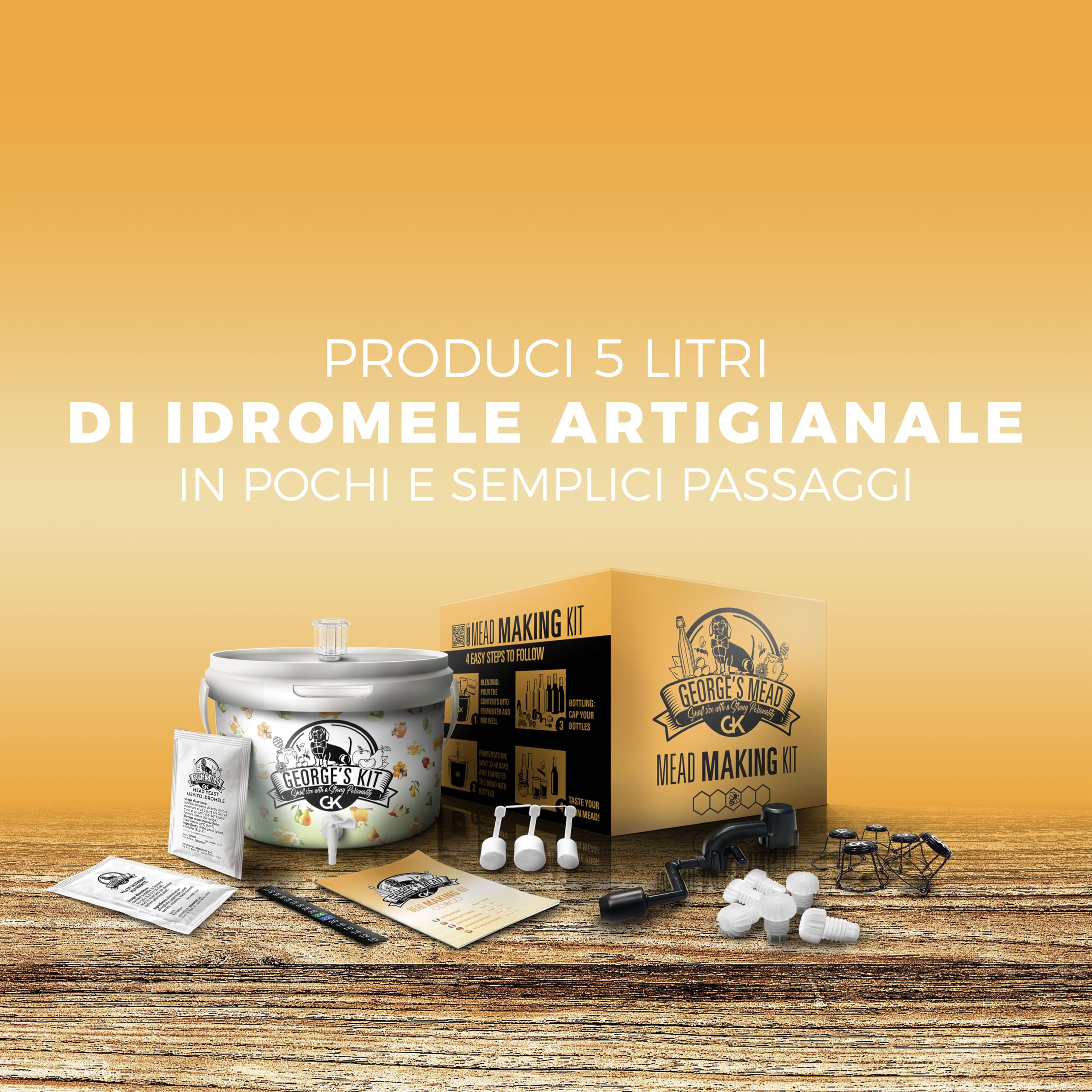 Beer & Wine - Kit Fermentazione George's Mead 5l - Idromele Artigianale Fatto in Casa - Kit Fermentazione - Kit per Produzione di Idromele - Idea Regalo