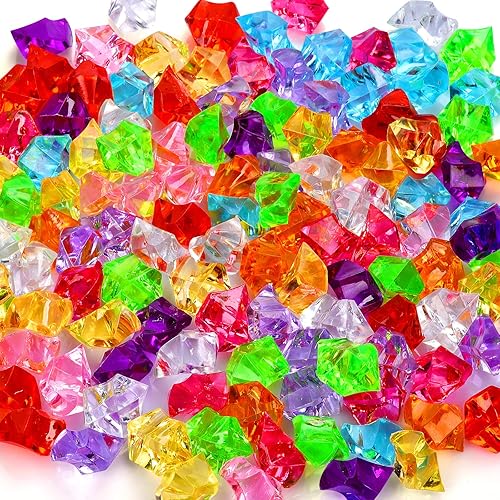 180-190 gemas falsas acrílicas multicolores, rocas de hielo trituradas, joyas de plástico para rellenos de jarrones, dispersión de mesa, relleno