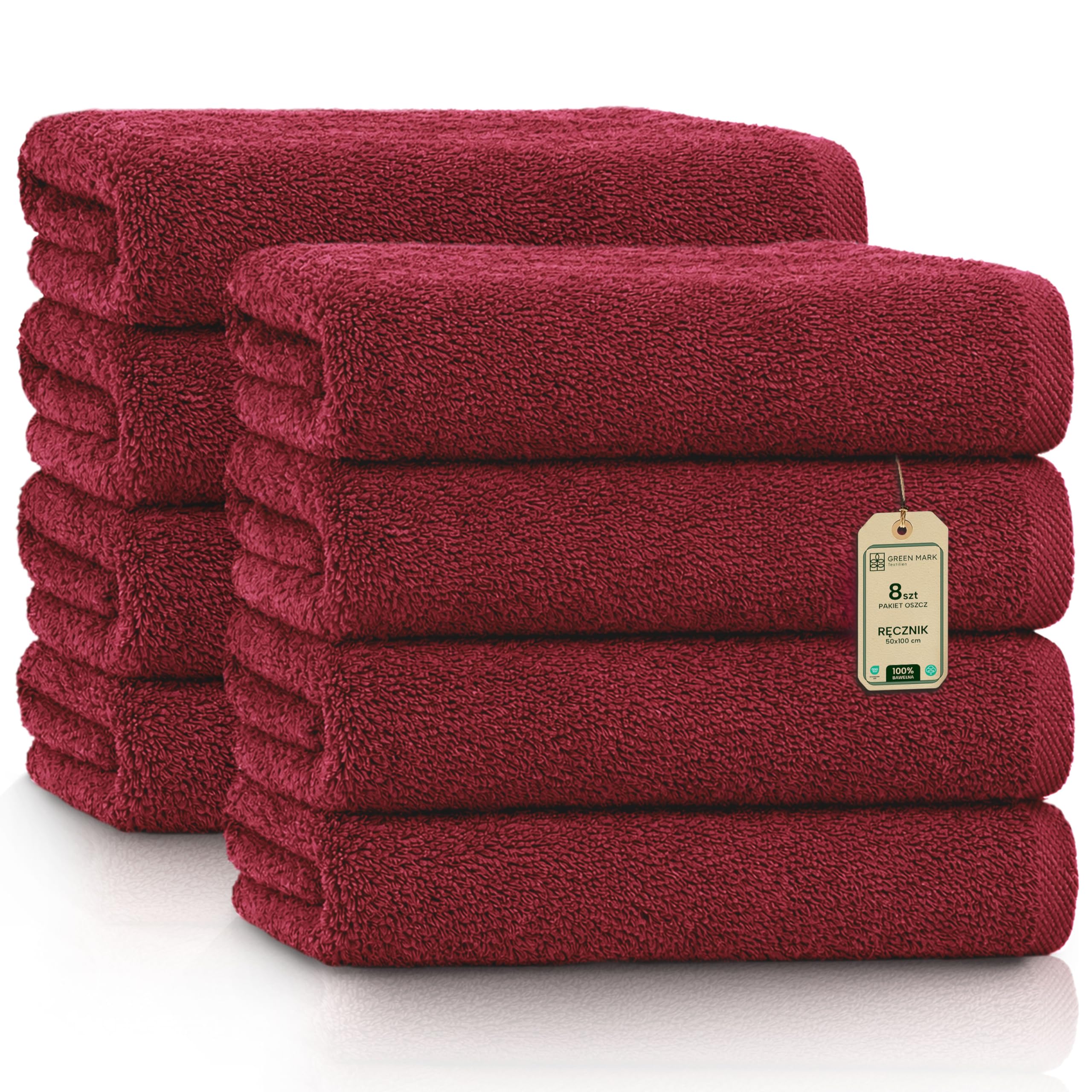 GREEN MARK Ręczniki – Zestaw 8 Sztuk – 100% Bawełna, Miękkie i Wysoko Chłonne, Jakość Premium do Łazienki, Spa i Siłowni, 50 × 100 cm,