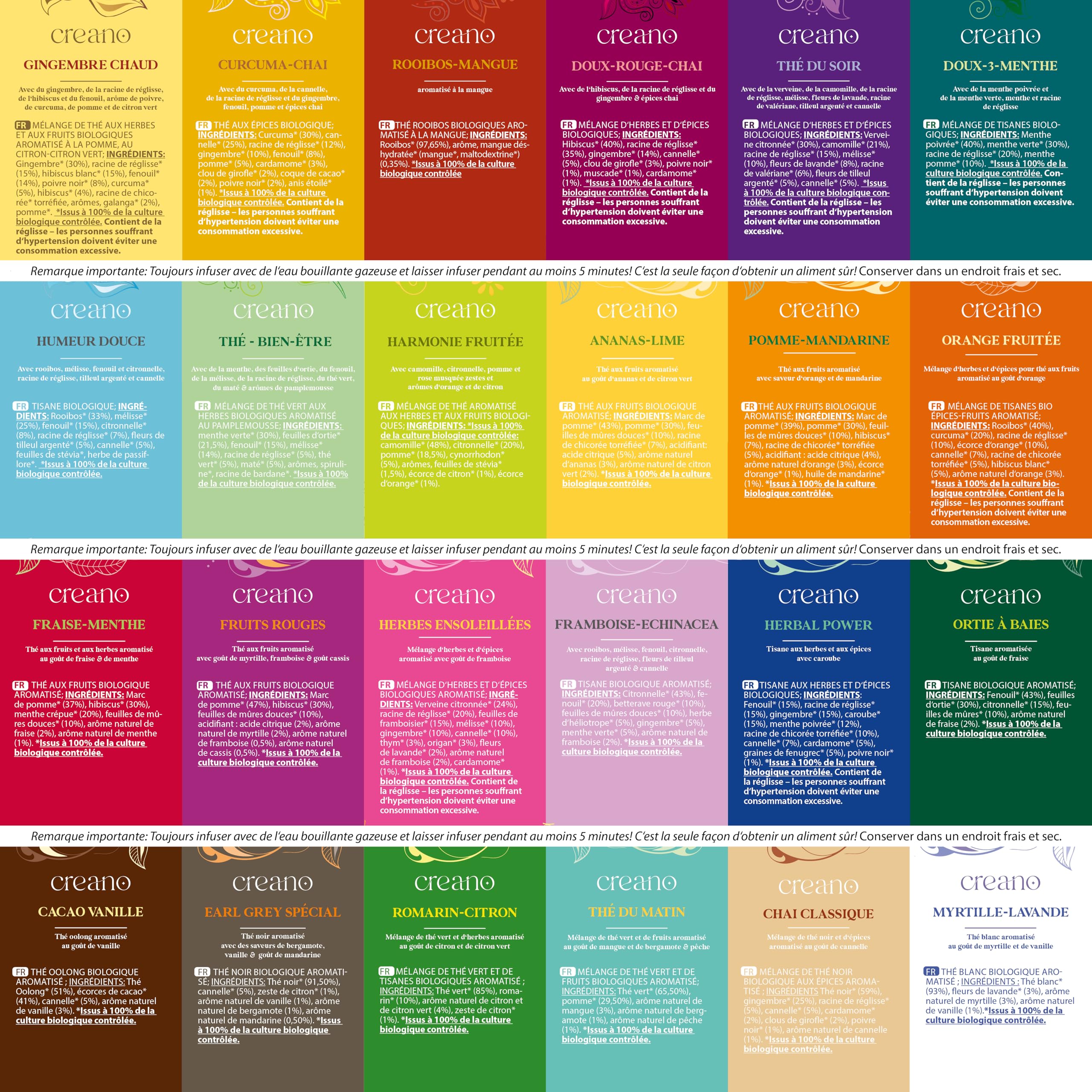 Creano calendrier de l’Avent BIO 24 sachets de thé assortis 24 variétés coffret cadeau*