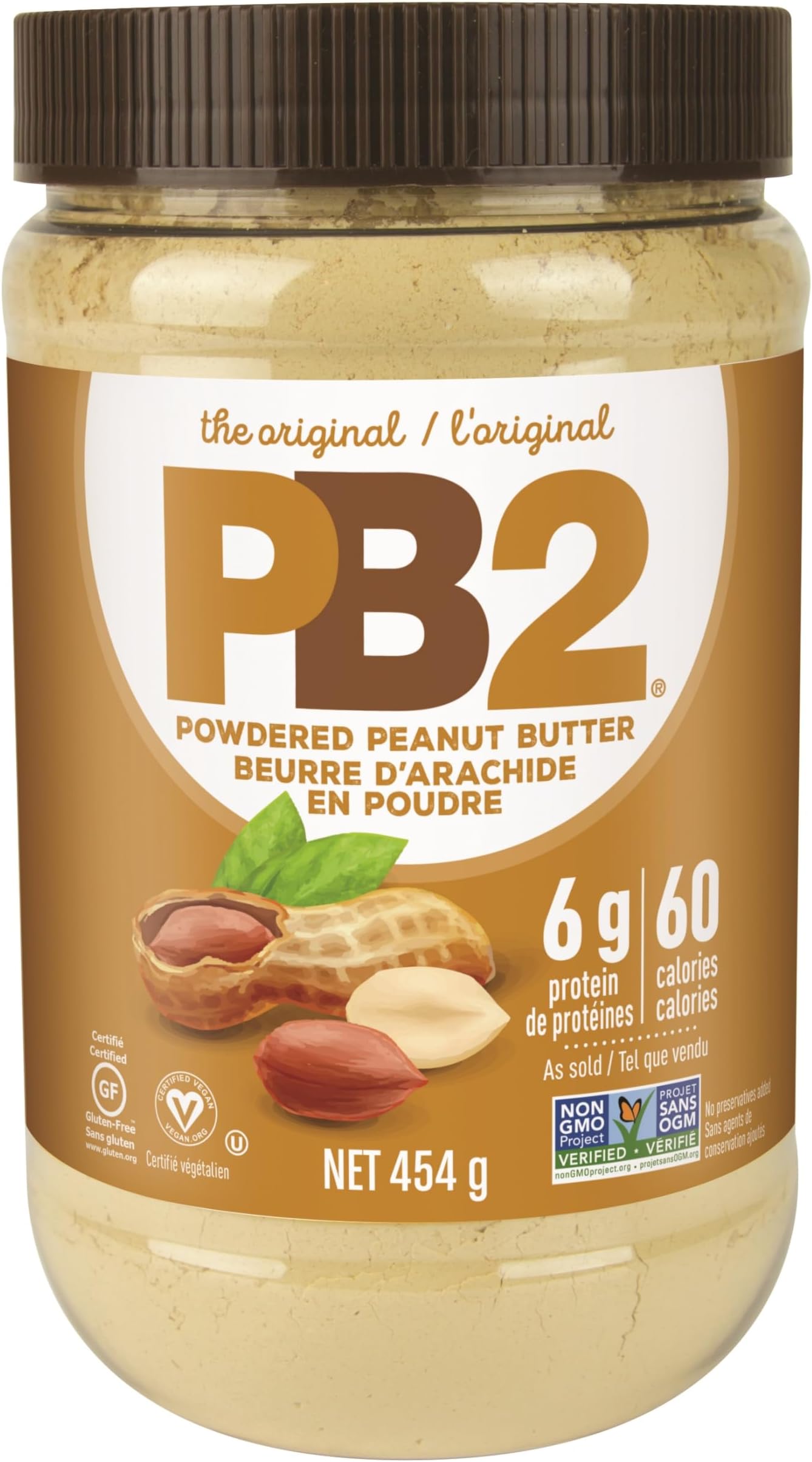 PB2 Original Powdered Peanut Butter - 16 oz Jar, 6g of Protein, 90% Less Fat, Certified Gluten Free, Only 60 Calories per Serving, Perfect for Protein Shakes, Smoothies, and Low-Carb, Keto Diets
