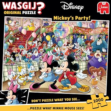 Wasgij Original, Mickeys Party - Disney Themed 1000 Piece Jigsaw Puzzles for Adults - Colourful, Fun, Challenging & Brainteasing 1000 Pc Adults Jigsaw Puzzle - 100% Recycled Cardboard - Jumbo