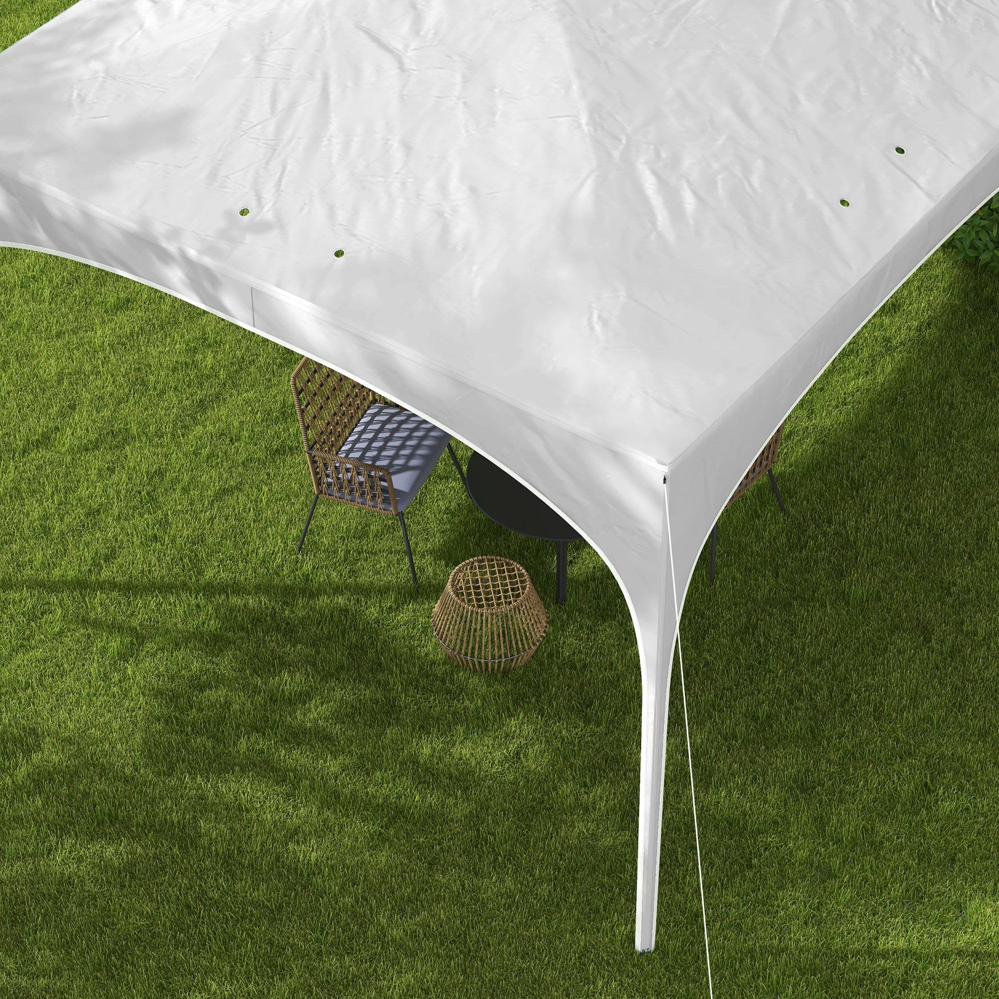 Outsunny Carpa Plegable 3x3 m Cenador de Jardín Altura Ajustable con Bolsa de Transporte Impermeable Anti-UV y Bolsas de Arena Gazebo para Exteriores Jardín Patio Blanco