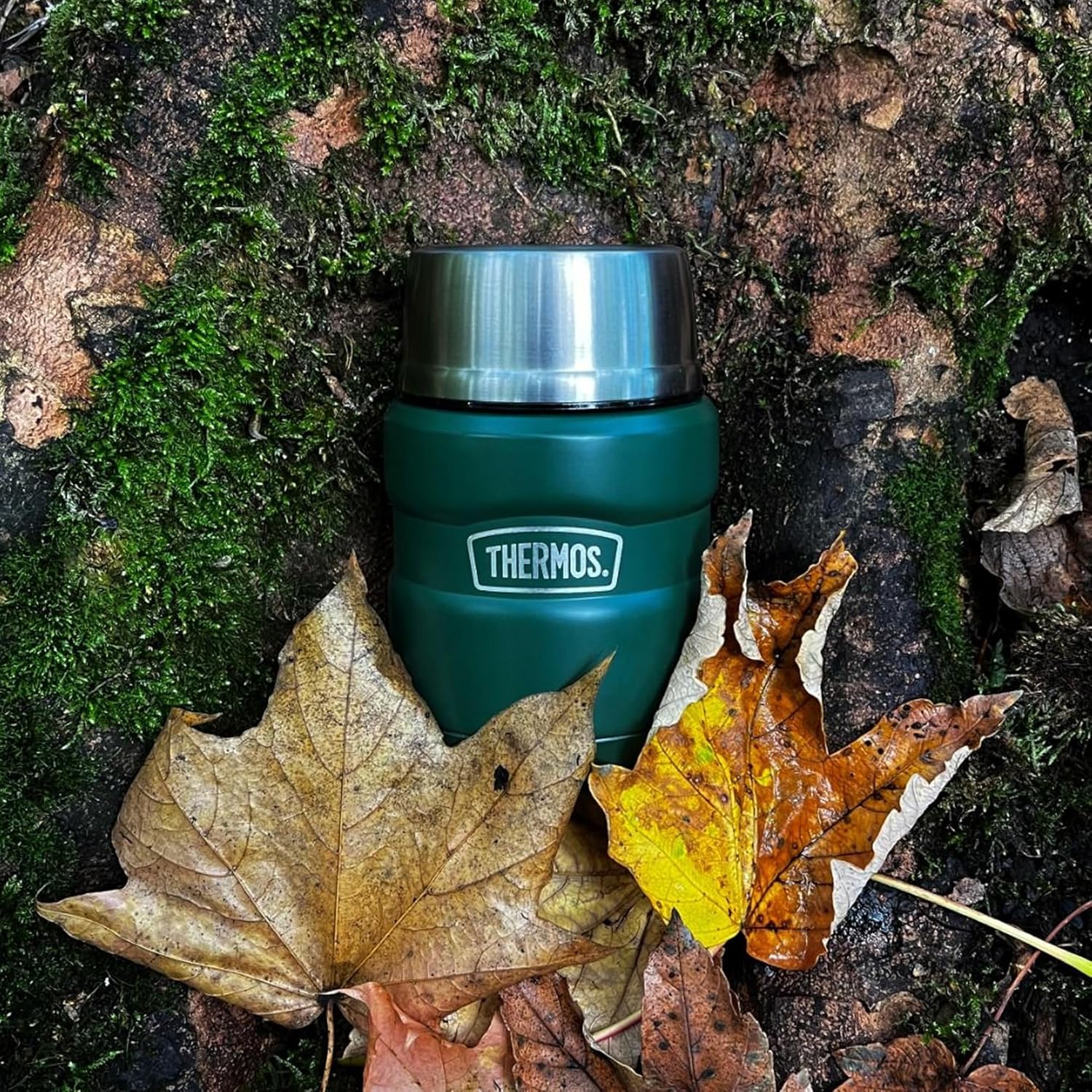 Thermos Food Flask showing serving cup lid and folding spoon