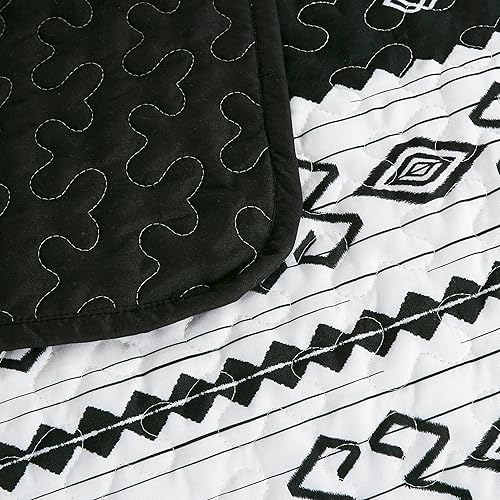 Miniatura 8 de Chezmoi Collection Indie - Juego de edredón de 3 piezas azteca del suroeste  Juego de colcha acolchada ligera de microfibra con estampado de