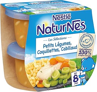 Nestle Bebe Naturnes Petits Legumes Coquillettes Cabillaud Plat Complet Des 8 Mois 2 X 0 G Amazon Es