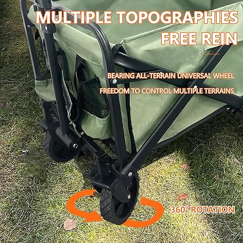 Miniatura 5 de Carro plegable compacto plegable - Carrito de jardín - Carro utilitario - Carro de mano al aire libre (verde)