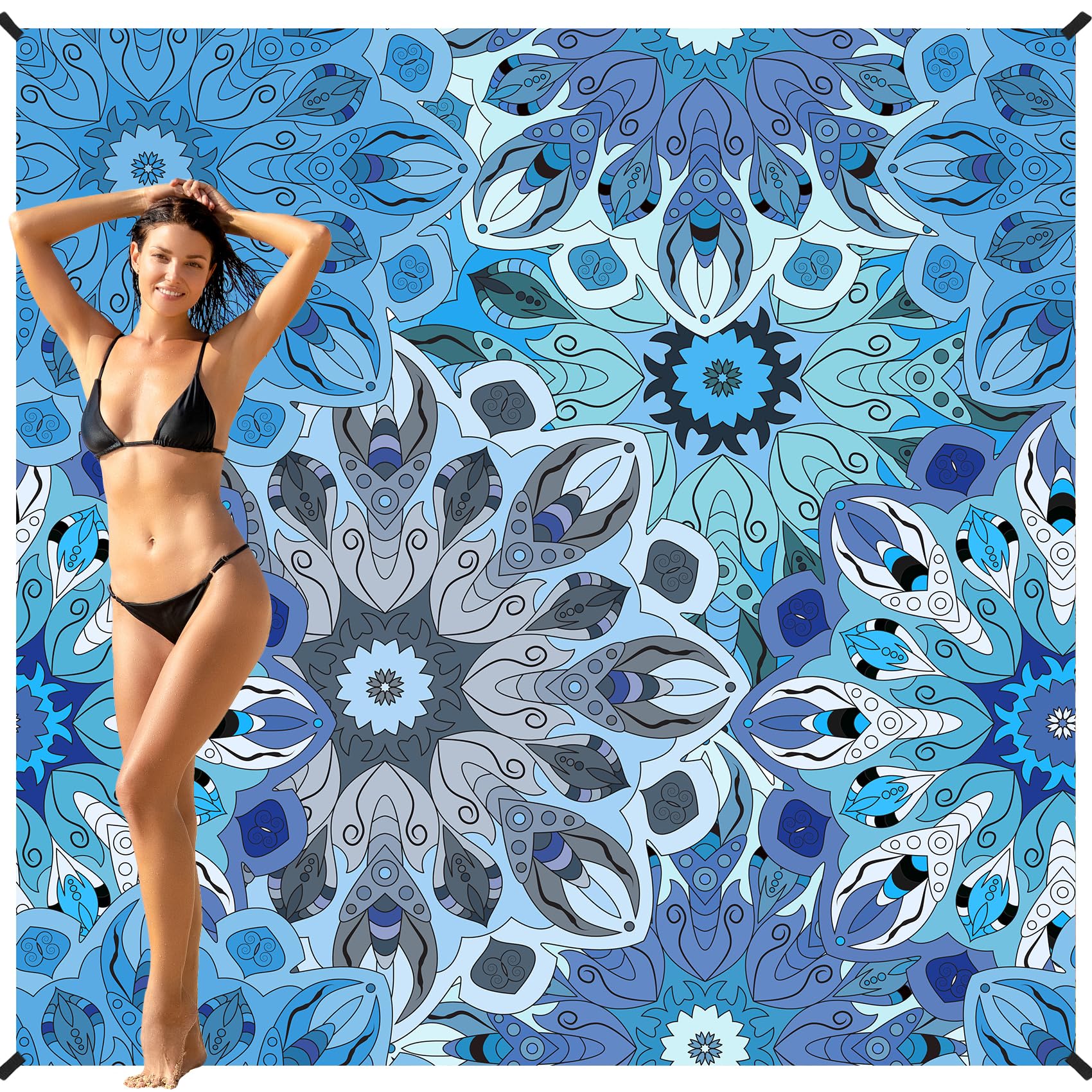 BYDOLLBeach Blanket Waterproof Sandproof 78''×81''1-5 Adults Oversized Lightweight Beach Blanket Large Picnic Mat Beach Blanket for Travel Camping Hiking Picnic