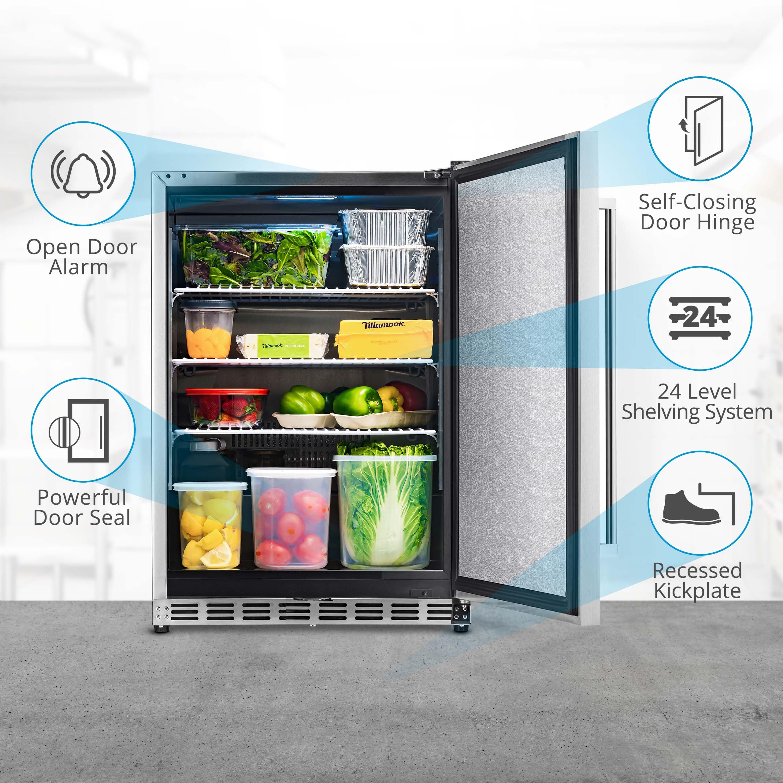 NewAir 24" Commercial Built-in or Under Counter Refrigerator | 5.3 Cu. Ft. Weatherproof Outdoor Fridge for Patio, Indoor & Commercial Use | Stainless Steel on Fridge.com