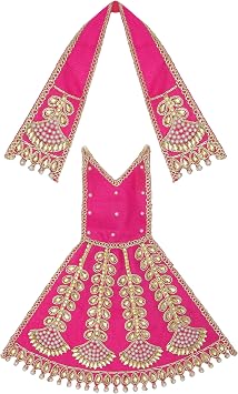 فستان Laxmi Durga Devi MATA المزخرف poshak Vastra Cloth lehanga Chunari لتمثال God Idol Home Temple Indian Traditional Navratri Festival Laxmi Poojan Dress DecorationsSize-7" وردي