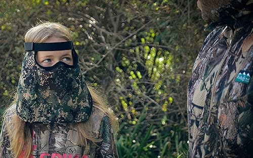 Miniatura 15 de DOWN UNDER OUTDOORS Máscara facial de caza de camuflaje premium en malla transparente ligera y transpirable, ajustable para hombres, mujeres y niños